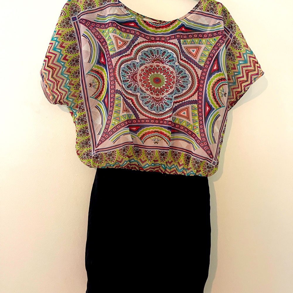 One piece, lined multicolor dress